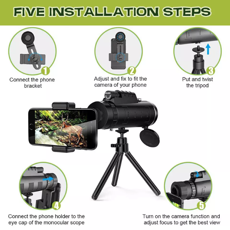 Day/Night Vision 80x100 Zoom HD Monocular Telescope with Prism