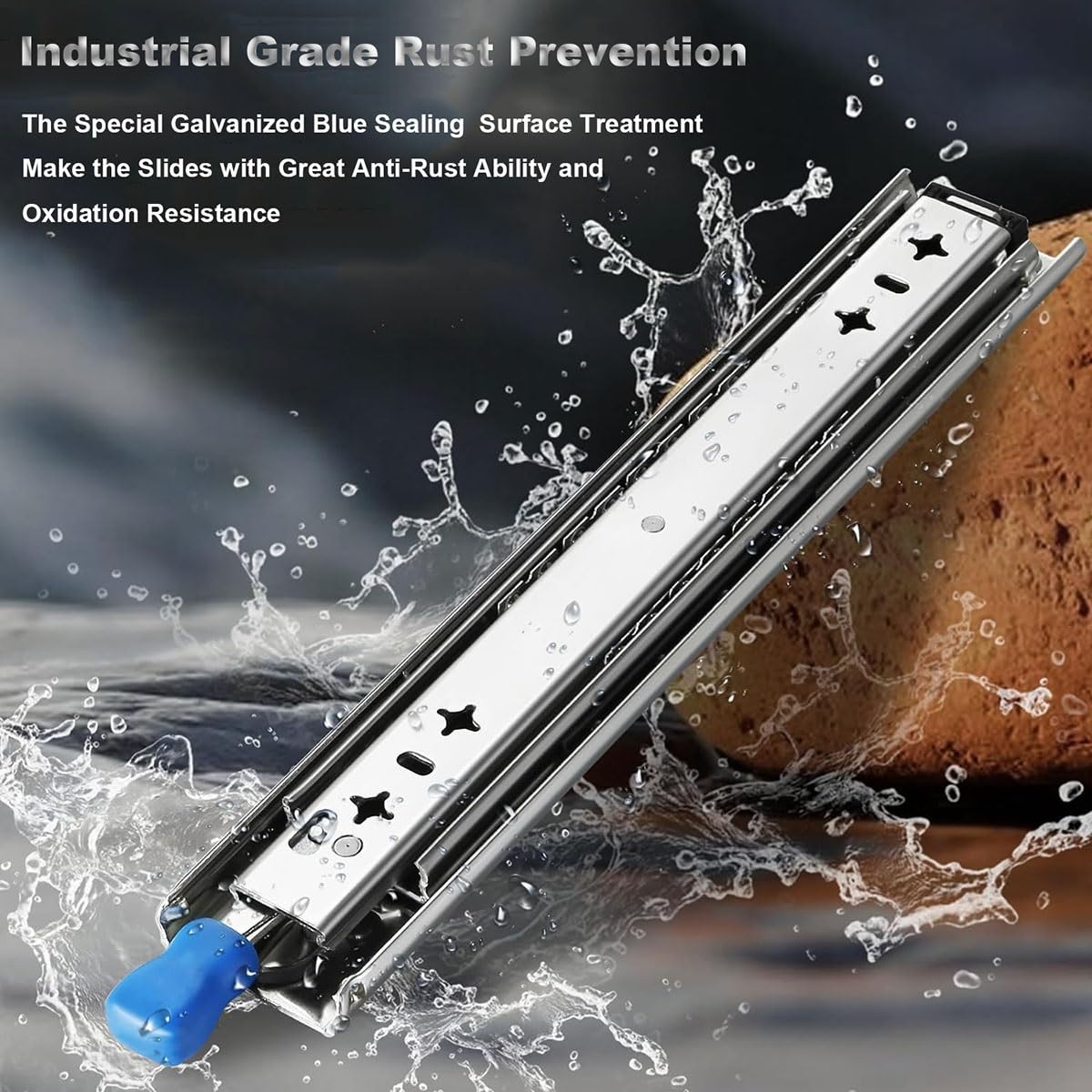 1100MM Heavy Duty Drawer Slides with Ball Bearings DIY Tool Box Locking Track Rails – Full Extension Drawer Runners, 10" to 60" (44 inch Size)