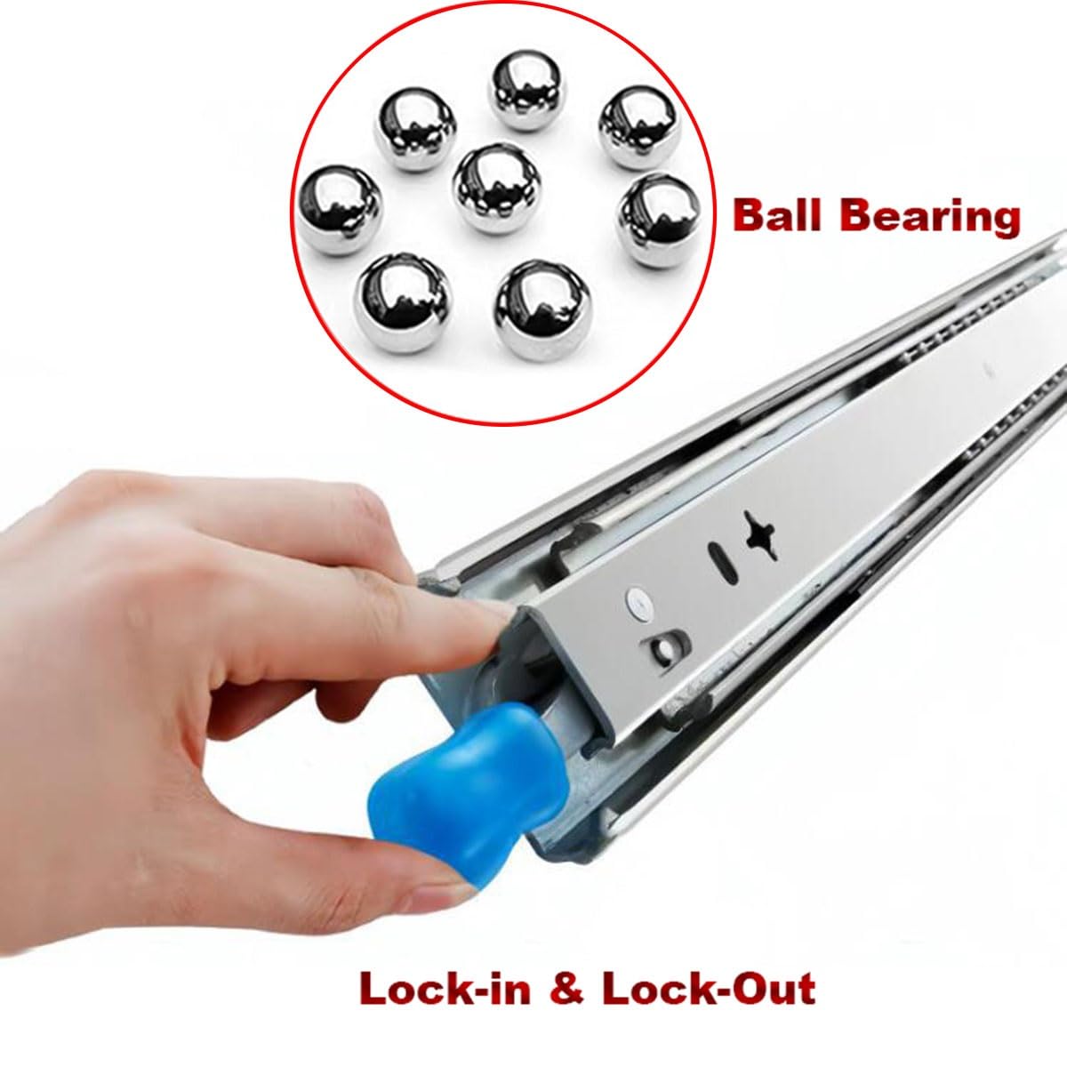 1100MM Heavy Duty Drawer Slides with Ball Bearings DIY Tool Box Locking Track Rails – Full Extension Drawer Runners, 10" to 60" (44 inch Size)