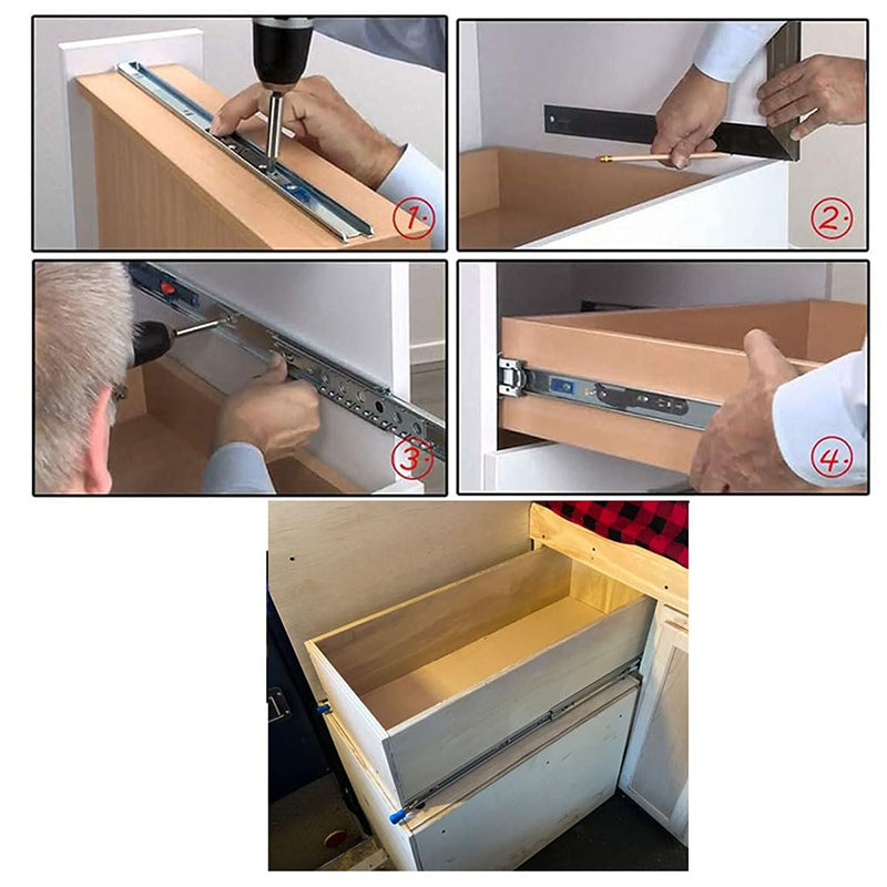 1100MM Heavy Duty Drawer Slides with Ball Bearings DIY Tool Box Locking Track Rails – Full Extension Drawer Runners, 10" to 60" (44 inch Size)