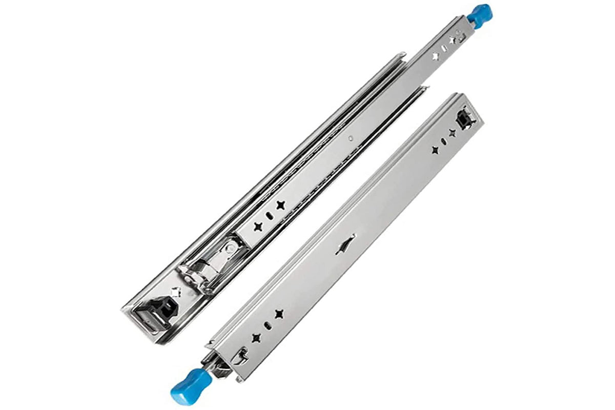 1100MM Heavy Duty Drawer Slides with Ball Bearings DIY Tool Box Locking Track Rails – Full Extension Drawer Runners, 10" to 60" (44 inch Size)