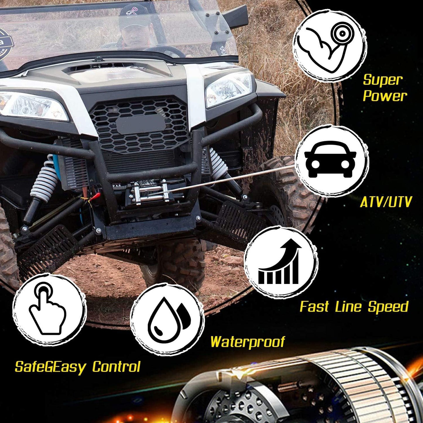 Electric Winch 12V 4500lbs – Waterproof ATV UTV Towing Electric Winch