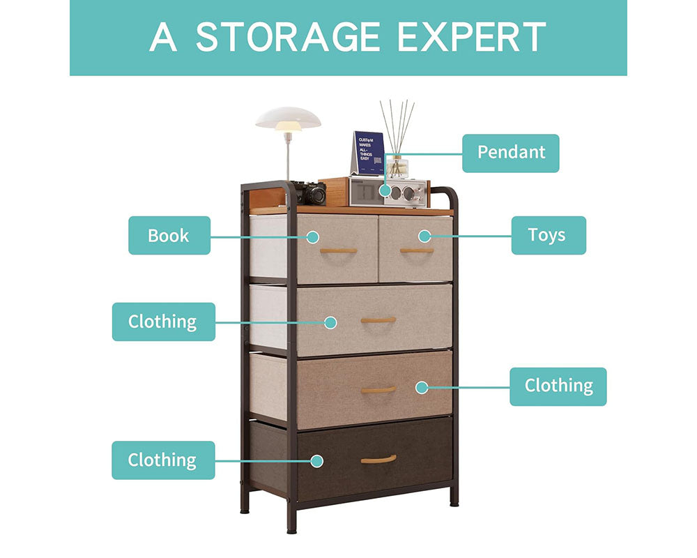 Fabric Chest of 5 Drawers – Stylish Storage Solution for Any Room