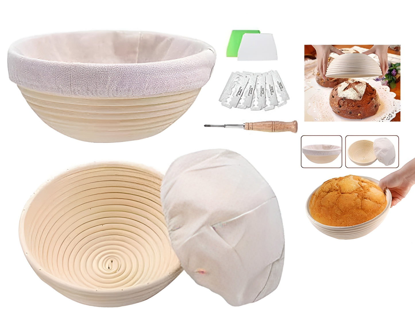 Bread Proofing Basket Set Banneton Bowl