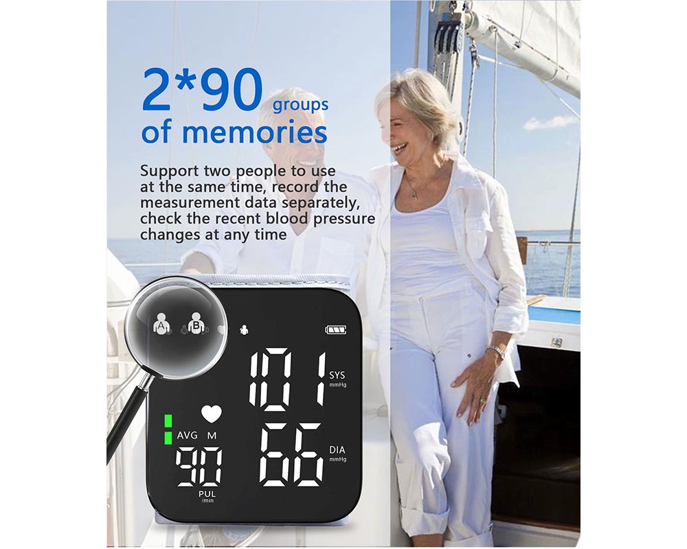 Automatic Wrist Blood Pressure Monitor with Adjustable Cuff - Digital Heart Rate Monitor with Large LCD Talking Display for Home & Travel
