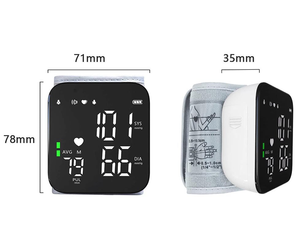 Automatic Wrist Blood Pressure Monitor with Adjustable Cuff - Digital Heart Rate Monitor with Large LCD Talking Display for Home & Travel