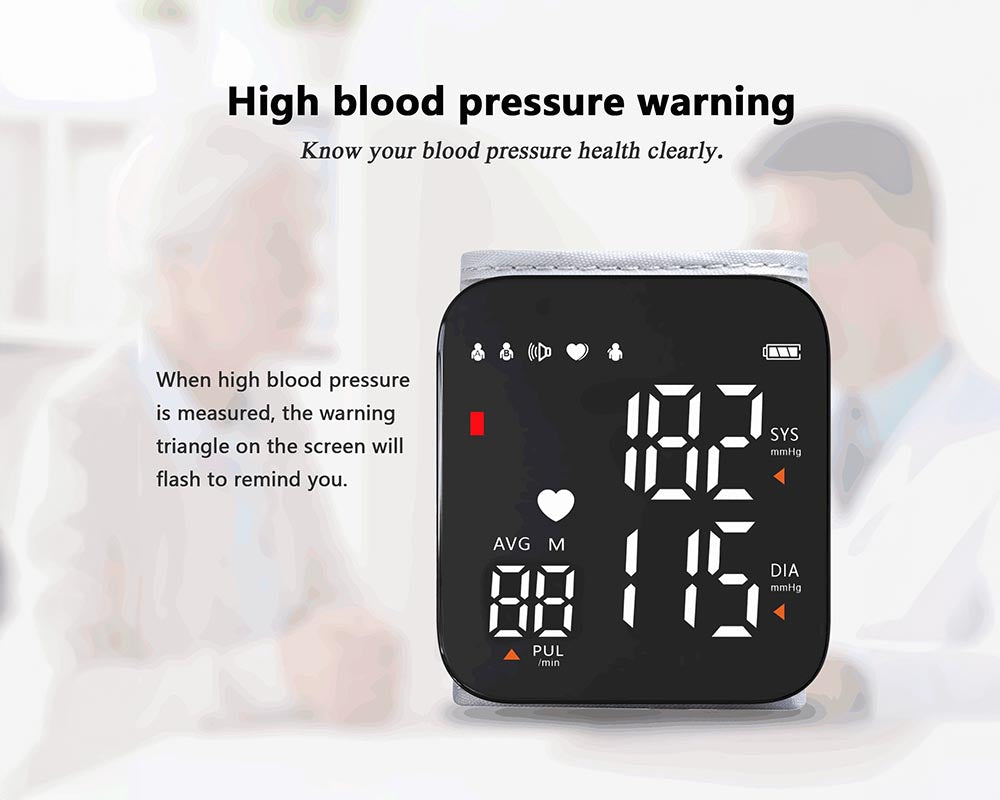 Automatic Wrist Blood Pressure Monitor with Adjustable Cuff - Digital Heart Rate Monitor with Large LCD Talking Display for Home & Travel