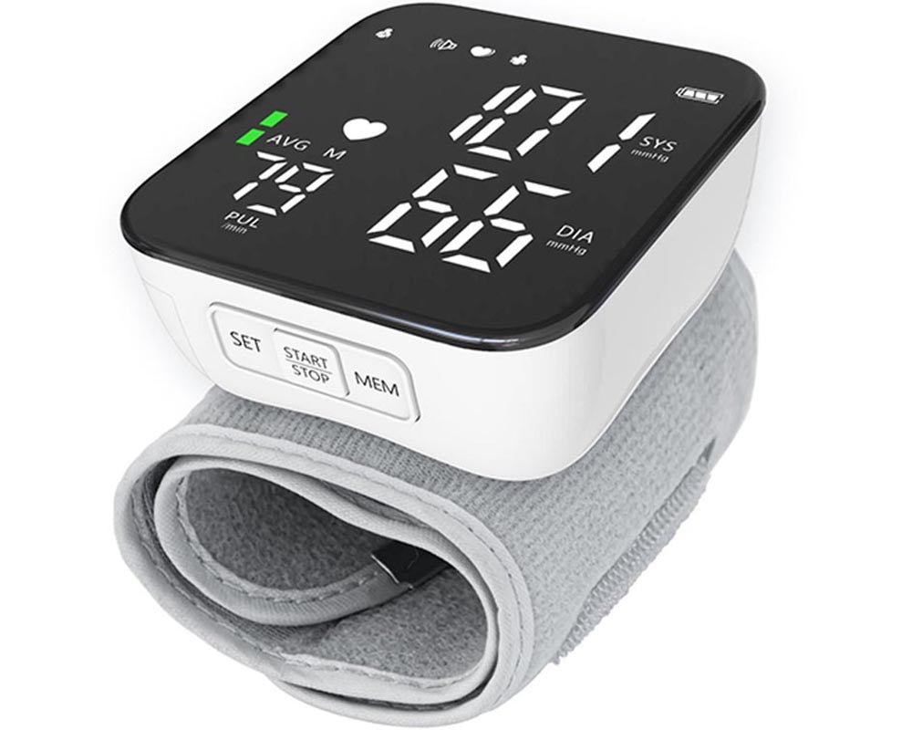 Automatic Wrist Blood Pressure Monitor with Adjustable Cuff - Digital Heart Rate Monitor with Large LCD Talking Display for Home & Travel