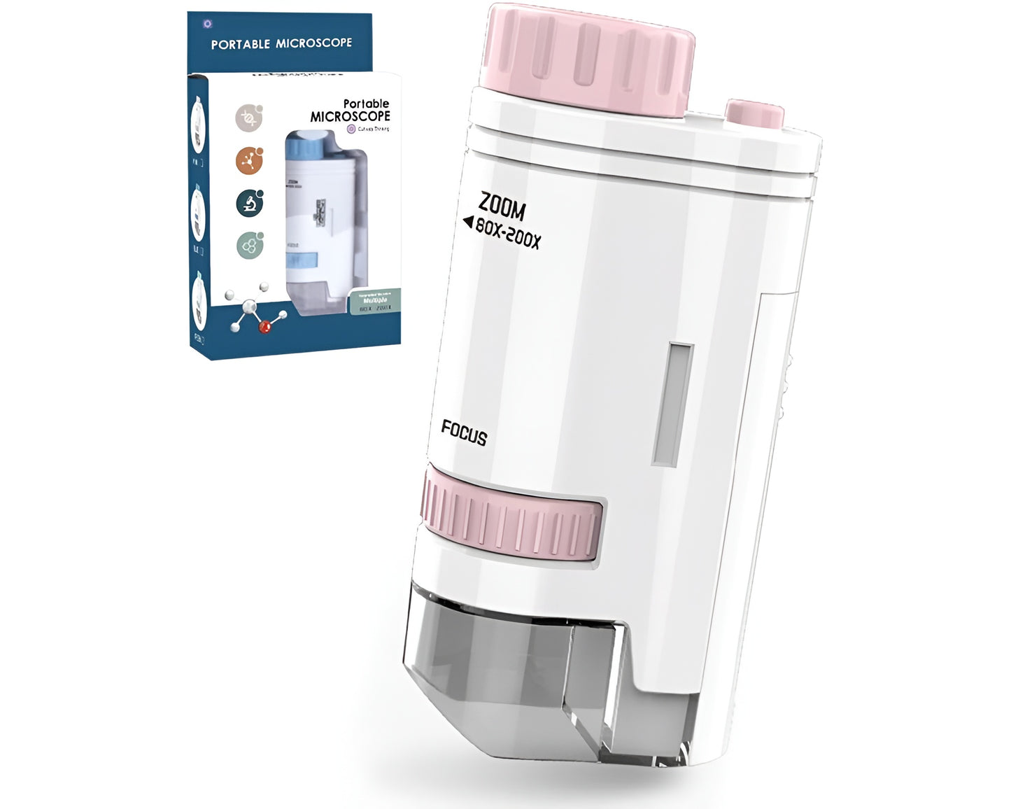 Portable LED Pocket Microscope 60x–200x Zoom