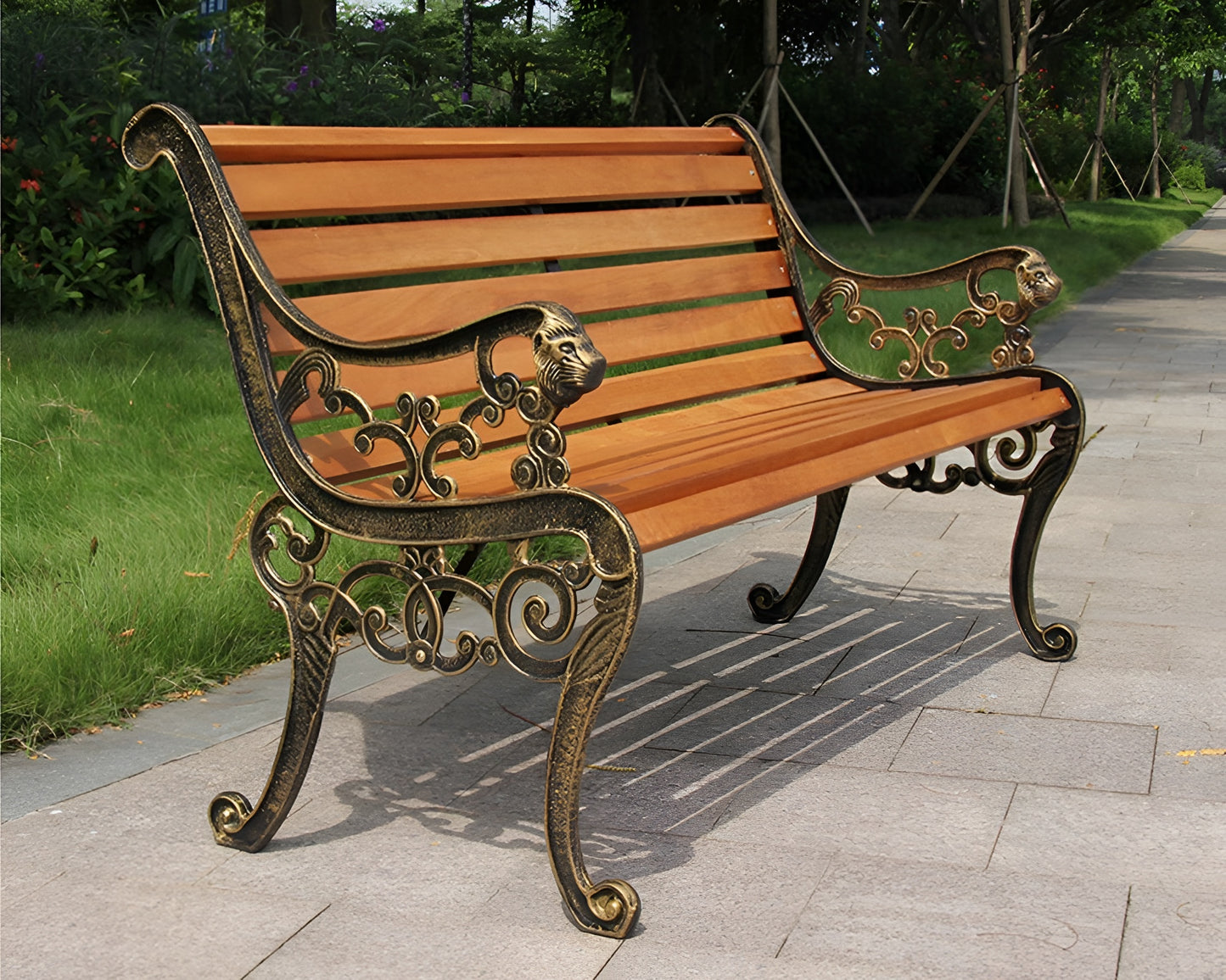 Cast Iron Garden Bench Wooden Patio Garden Bench