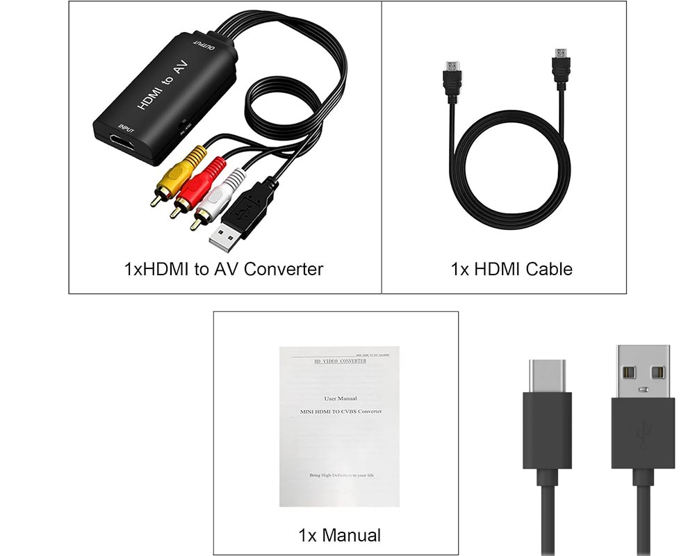 HDMI to AV Converter - HDMI to Video Audio Adapter (Supports PAL/NTSC) Compatible with Roku Streaming Stick, Fire Stick, Apple TV, DVD Players, Blu-ray Players, HD