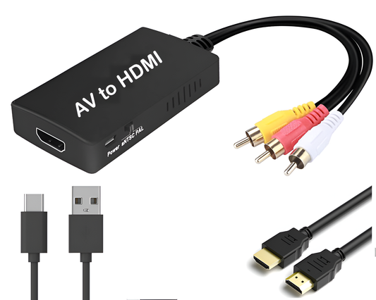 HDMI to AV Converter - HDMI to Video Audio Adapter (Supports PAL/NTSC) Compatible with Roku Streaming Stick, Fire Stick, Apple TV, DVD Players, Blu-ray Players, HD