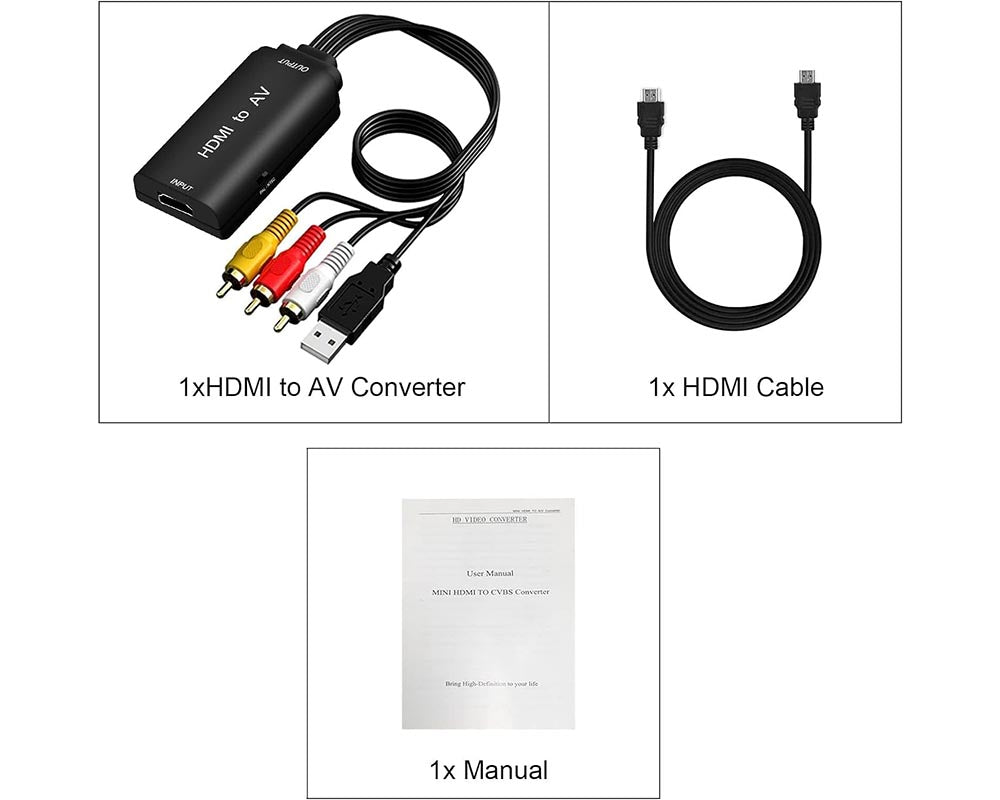 HDMI to AV Converter - HDMI to Video Audio Adapter (Supports PAL/NTSC) Compatible with Roku Streaming Stick, Fire Stick, Apple TV, DVD Players, Blu-ray Players, HD