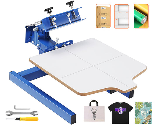 Screen Printing Machine, 1 Color 1 Station Silk Screen Printing Press, 21.2x17.7in / 54x45cm Screen Printing Press, Double-Layer Positioning Pallet, Adjustable Tension for T-Shirt DIY Printing