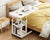Height Adjustable Bedside Table with Storage Shelves – Mobile Rolling End Table for Sofa, Couch, and Bed (White)