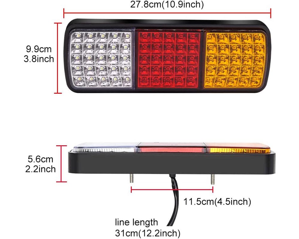 12V LED Rear Tail Stop Light Indicator Lamp, 75 LED Truck Trailer Rear Lights, Turn Signal Brake Reverse Running Taillight for Truck, Boat, Trailer, Pickup, RV, Camper, UTV, UTE, Vans (2PCS)