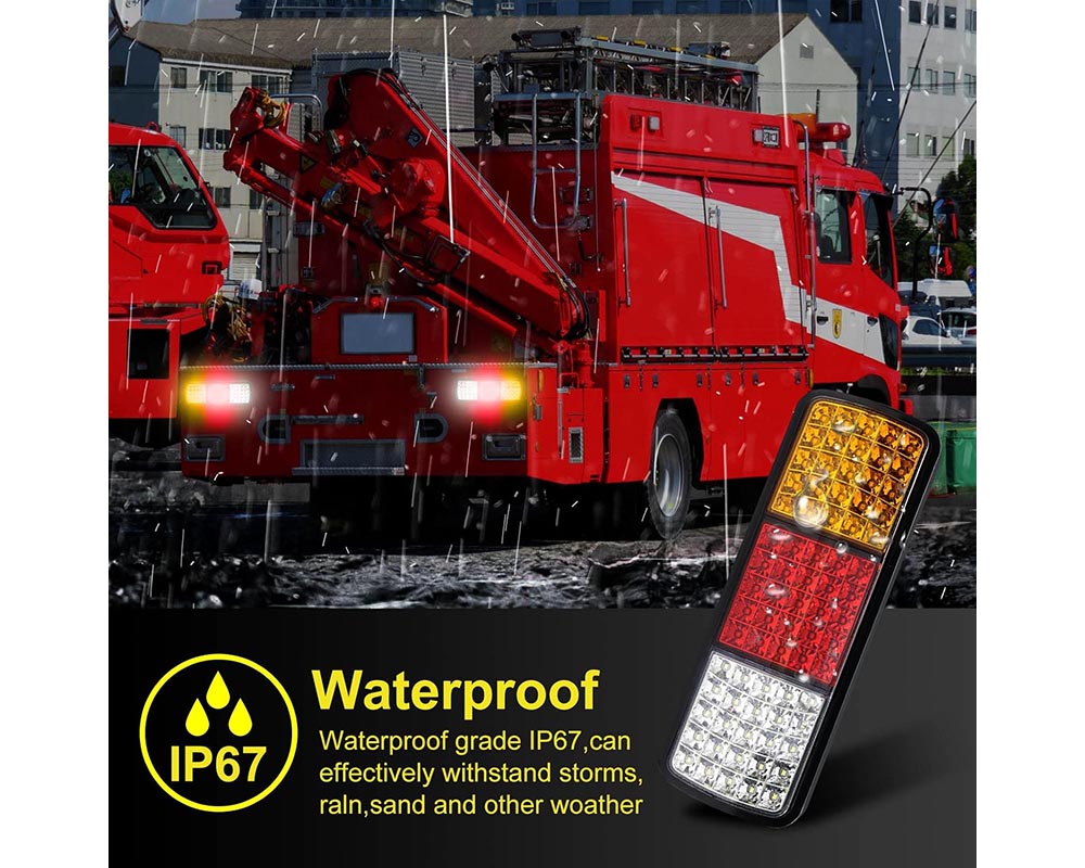 12V LED Rear Tail Stop Light Indicator Lamp, 75 LED Truck Trailer Rear Lights, Turn Signal Brake Reverse Running Taillight for Truck, Boat, Trailer, Pickup, RV, Camper, UTV, UTE, Vans (2PCS)