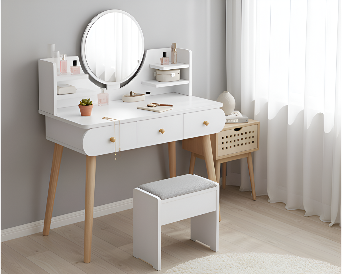 Dressing Table with Mirror and Stool