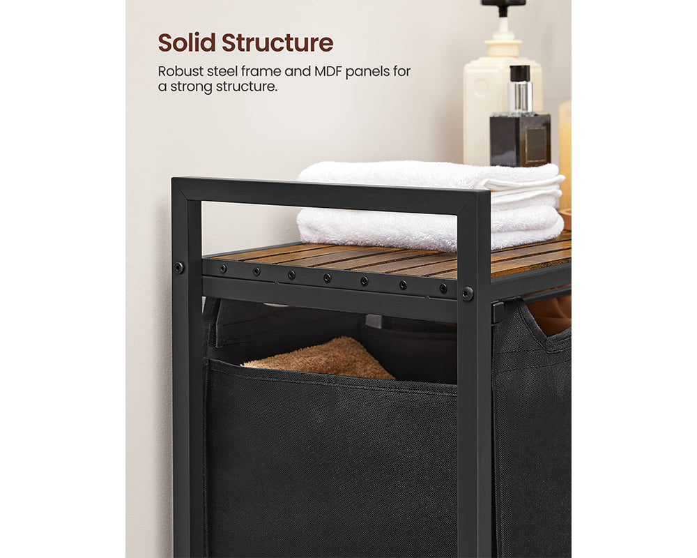 Laundry Hamper Basket With 3 Sorter - Brown