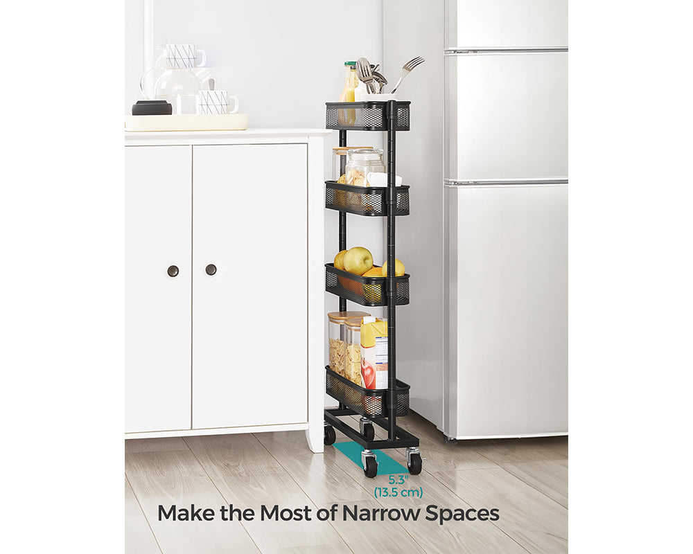 4-Tier Slim Space Saving Steel Trolley