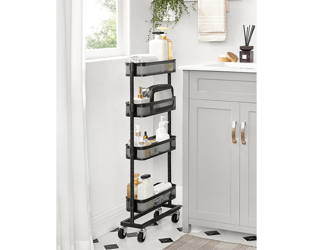 4-Tier Slim Space Saving Steel Trolley