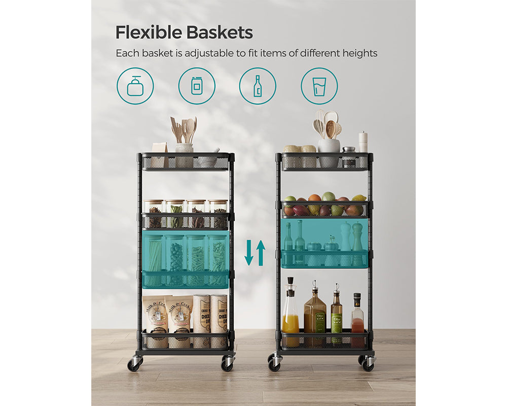 4-Tier Slim Space Saving Steel Trolley