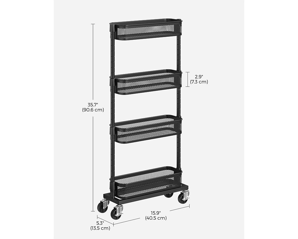 4-Tier Slim Space Saving Steel Trolley