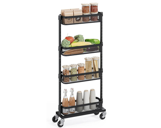 4-Tier Slim Space Saving Steel Trolley