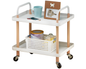 2 Tiers Utility Rolling Cart Multi-Function Storage Rack -White
