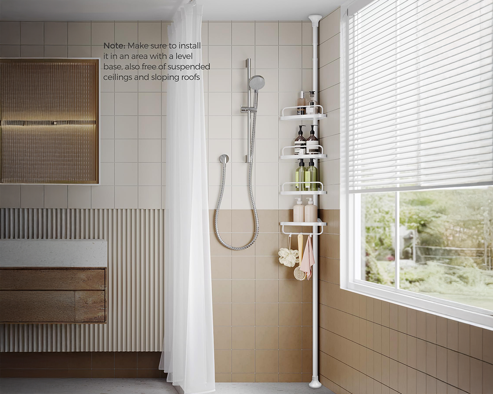 Bathroom Caddy Corner Shelf – 4-Tier Adjustable Shower Organizer