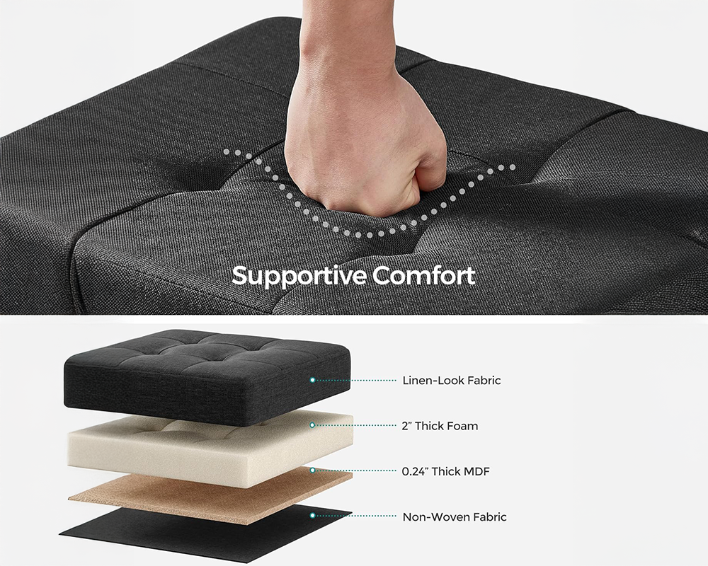 VASAGLE Storage Ottoman - Small Ottoman Foot Rest with Legs