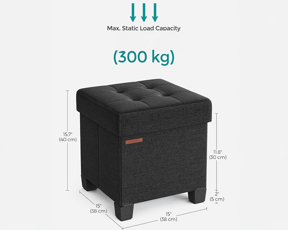 VASAGLE Storage Ottoman - Small Ottoman Foot Rest with Legs