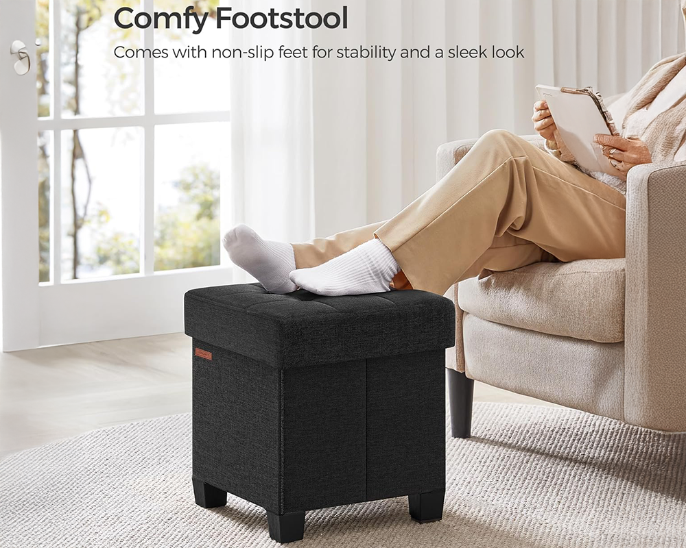 VASAGLE Storage Ottoman - Small Ottoman Foot Rest with Legs