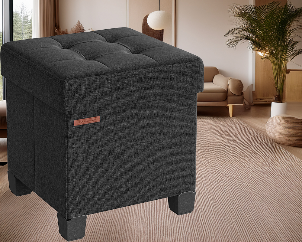 VASAGLE Storage Ottoman - Small Ottoman Foot Rest with Legs