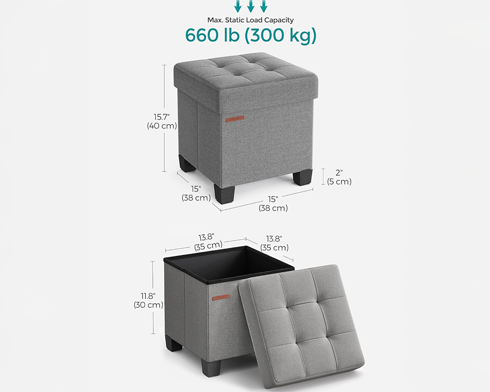 Storage Ottoman - Small Ottoman Foot Rest with Legs