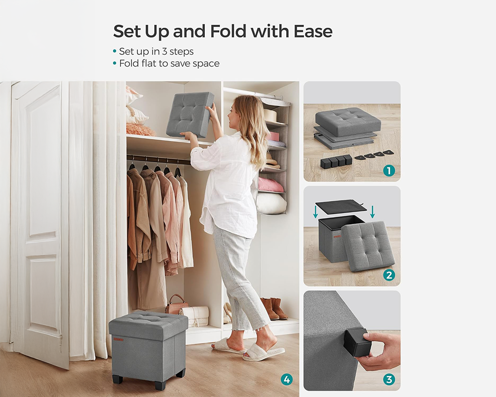 Storage Ottoman - Small Ottoman Foot Rest with Legs