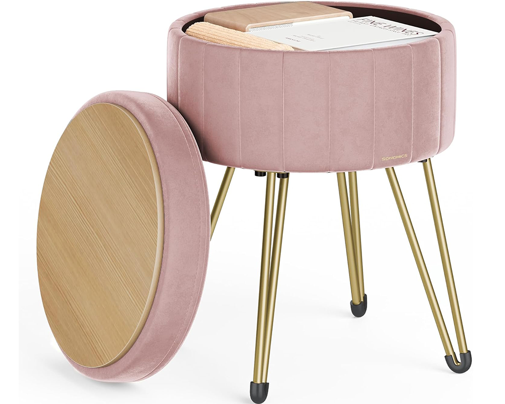 Ottoman Storage Foot Stool Vanity Stool – Small Ottoman with Hidden Storage