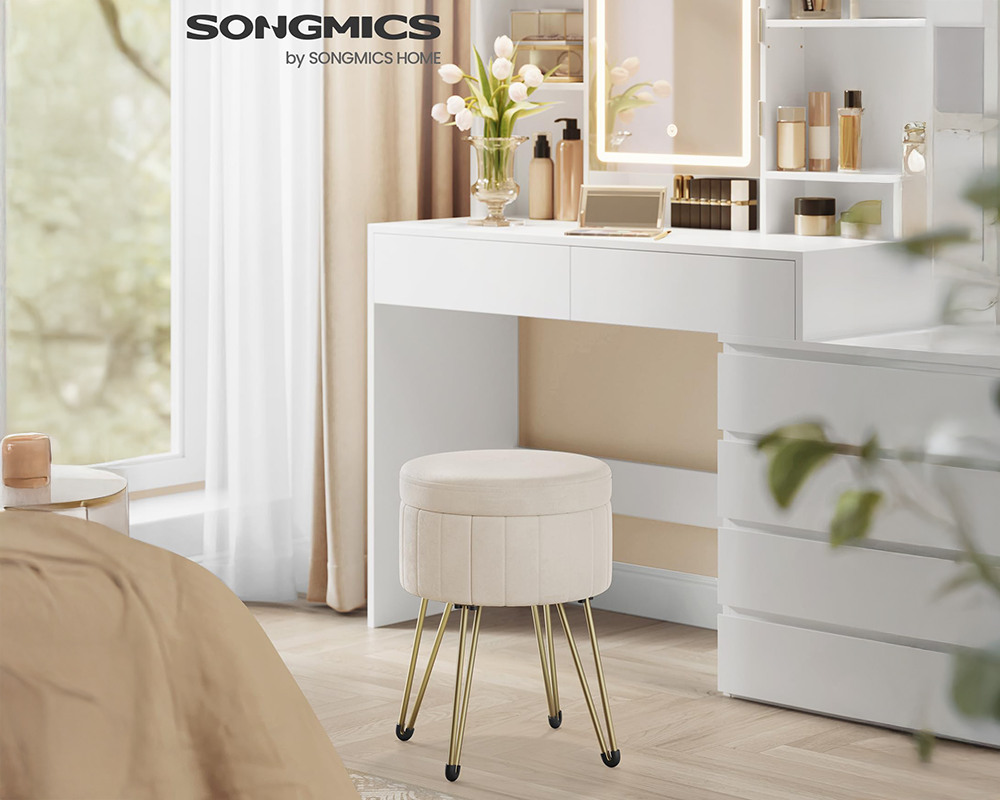 Ottoman Storage Foot Stool Vanity Stool