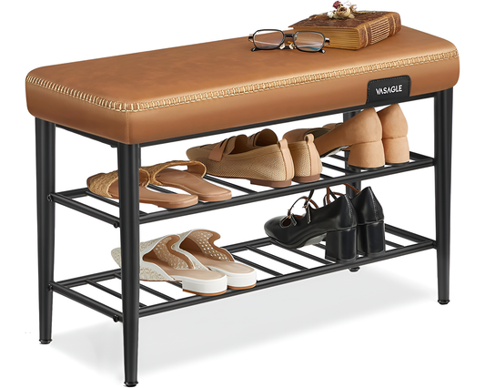 VASAGLE Shoe Bench Shoe Rack Storage Rack Caramel Brown