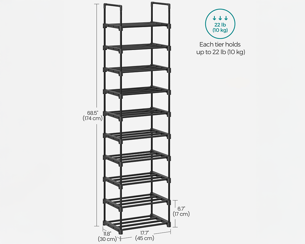Shoe Rack 10-Tier Metal Shoe Storage Organiser