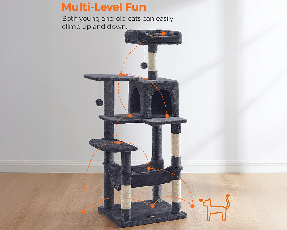 Feandrea Cat Tree House – 143cm Cat Tree House for Cats