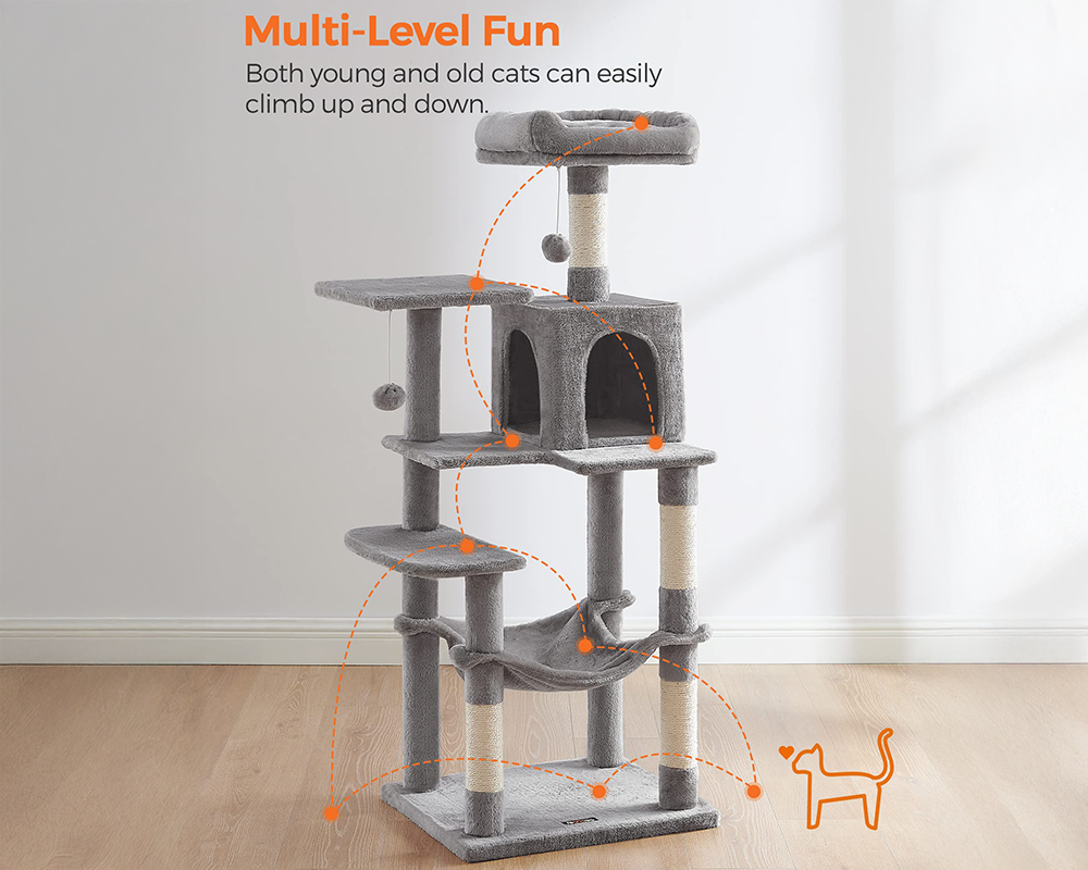 Cat Tree 143CM with Scratching Posts Hammock