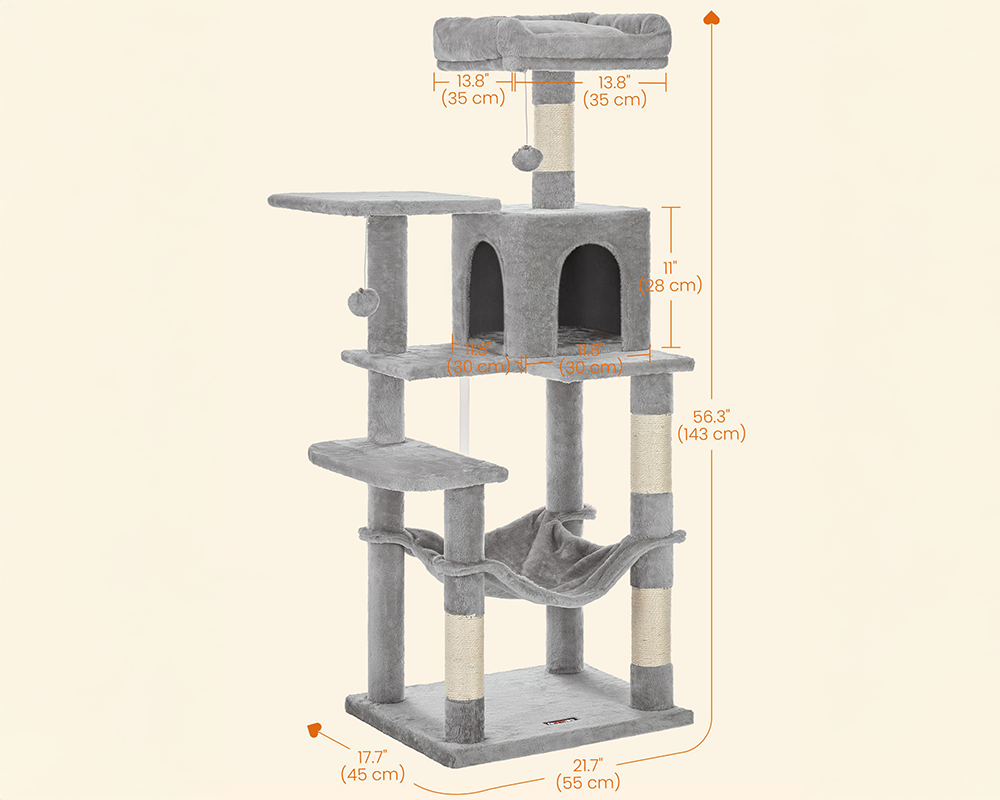 Cat Tree 143CM with Scratching Posts Hammock