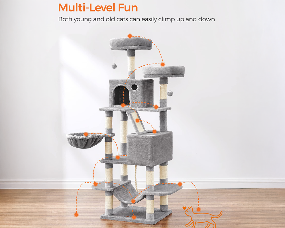 Cat Tree 168CM with Scratching Posts Hammock