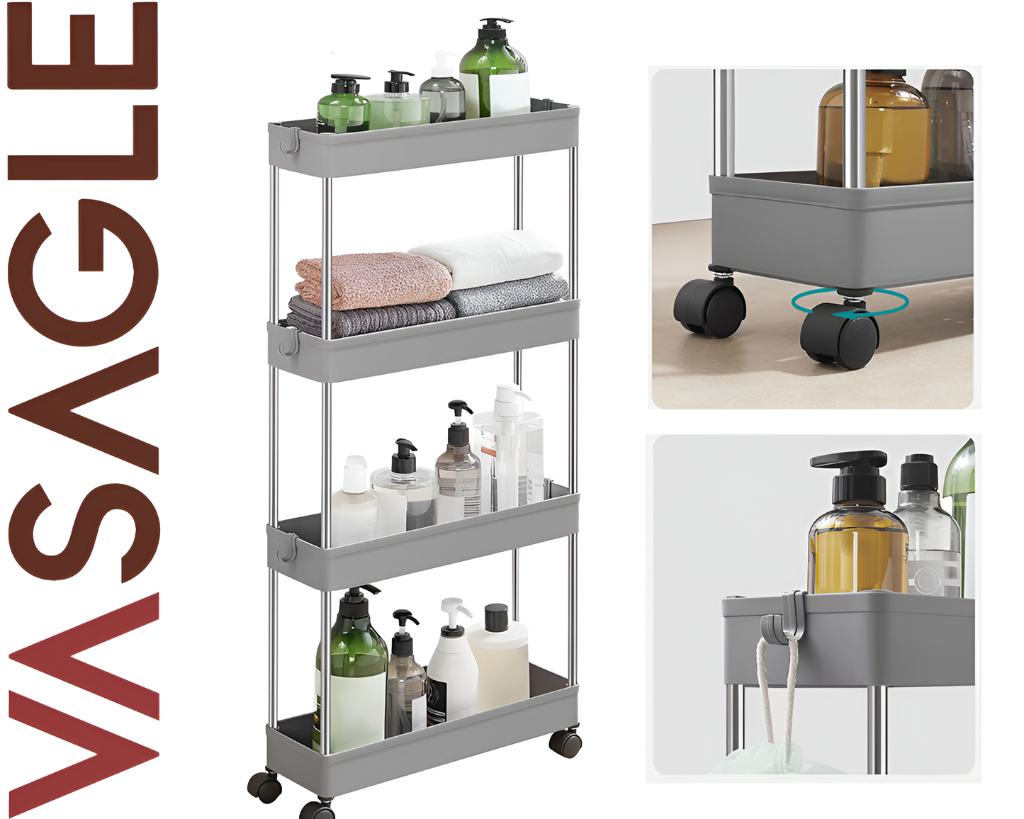 Kitchen Bathroom Storage Trolley