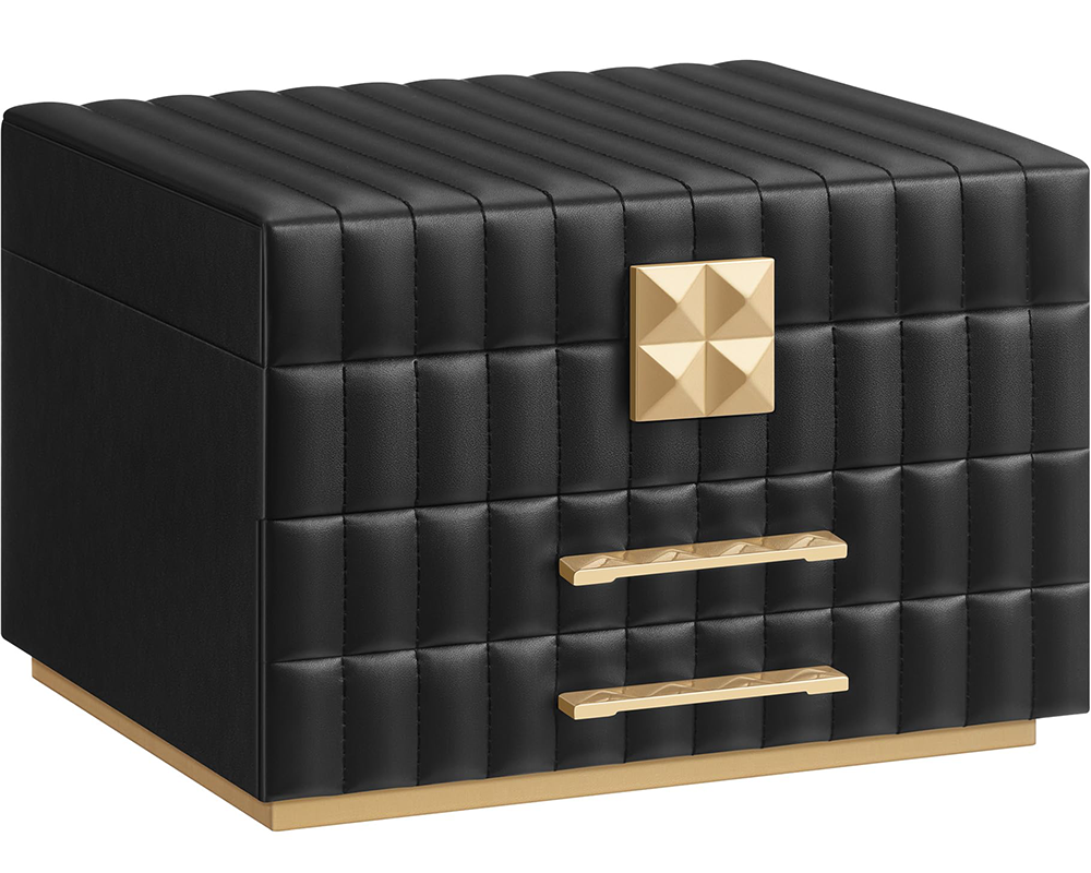 3-Tier Jewellery Box with Mirror - Ink Black