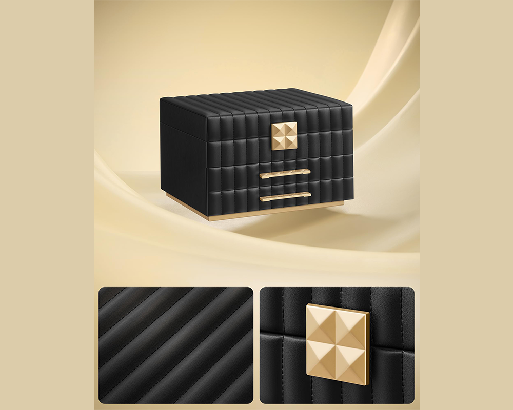 3-Tier Jewellery Box with Mirror - Ink Black