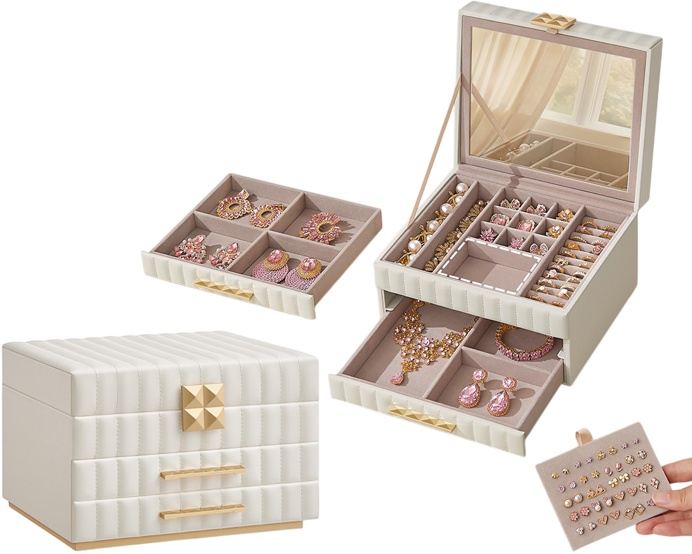 3-Tier Jewellery Box with Mirror