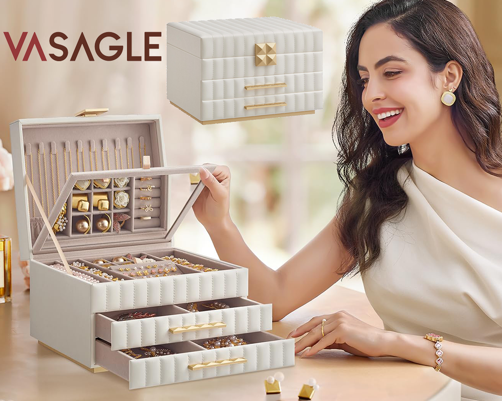 3-Tier Jewellery Box with Mirror