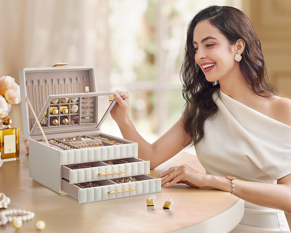 3-Tier Jewellery Box with Mirror